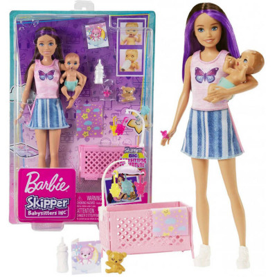 Bábika Barbie Skipper opatrovateľka – bábätko s doplnkami HJY33